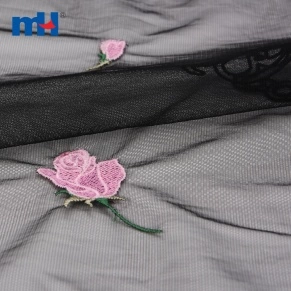 Rose Embroidered Mesh Fabric