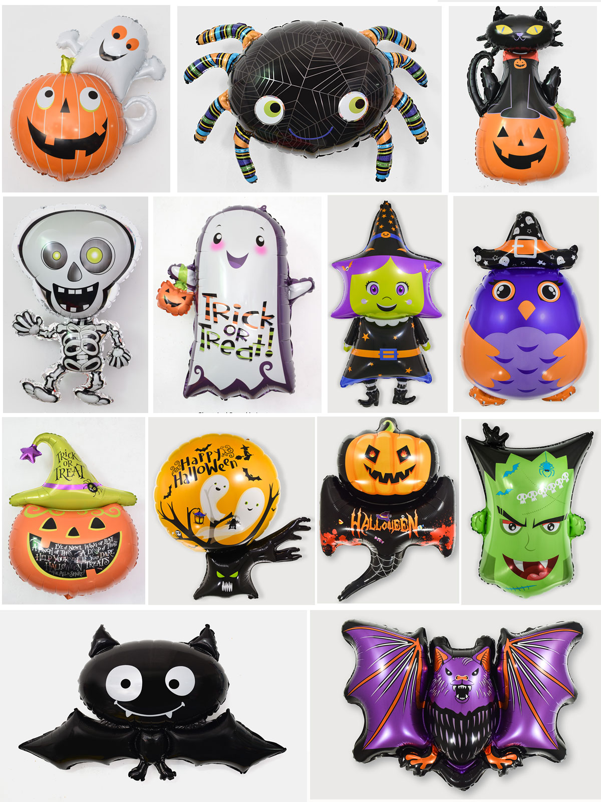 Halloween Party Balloons Ghost Witch Owl Wizard Spider Skull