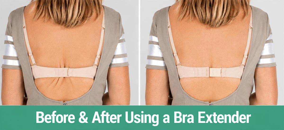 32mm two-hook black bra back extender
