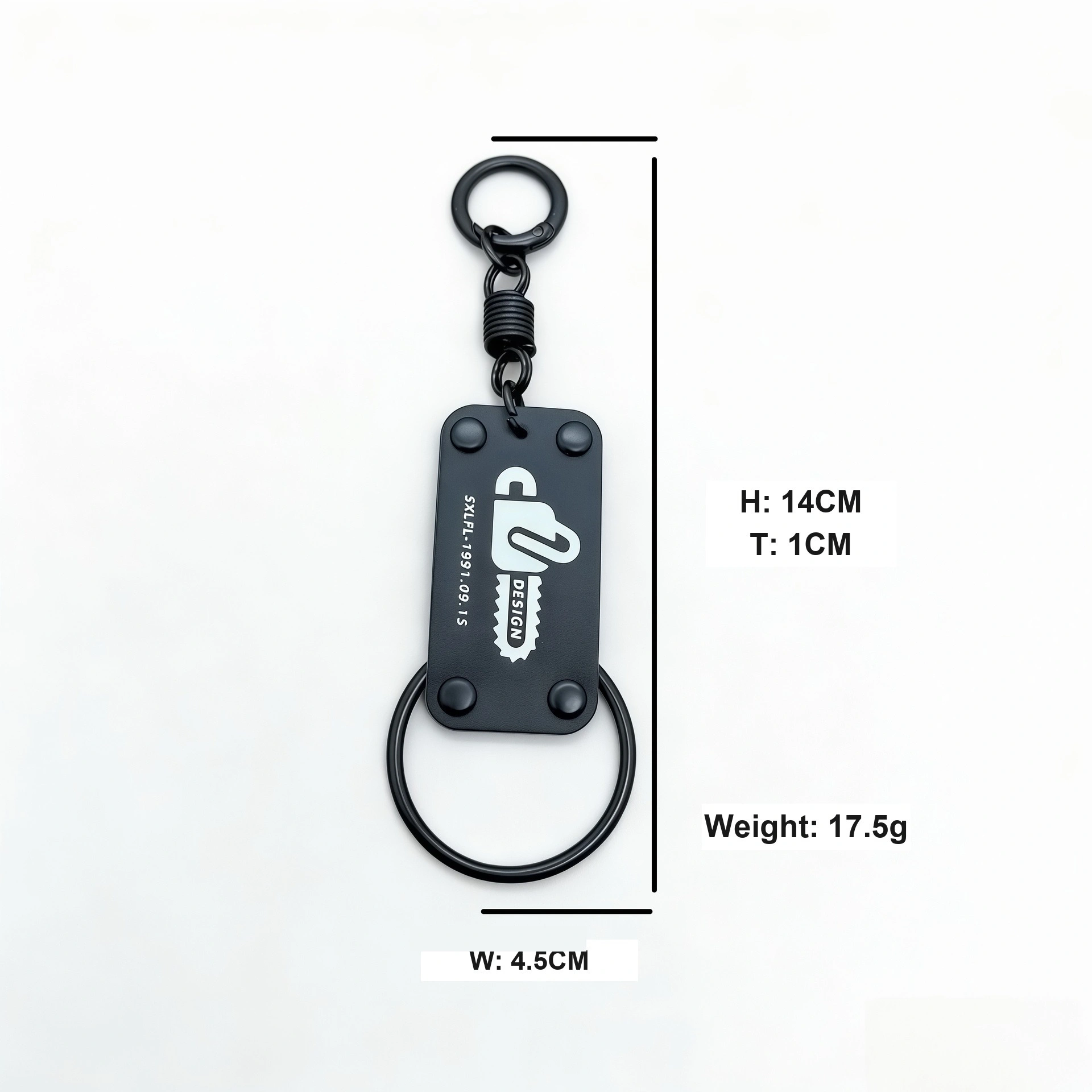 Leather tag keychain with 14cm height markings