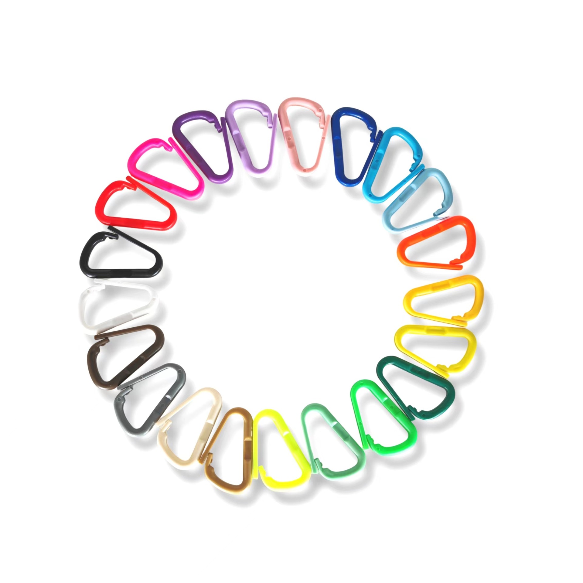 Carabiner clip color options arranged in a circle