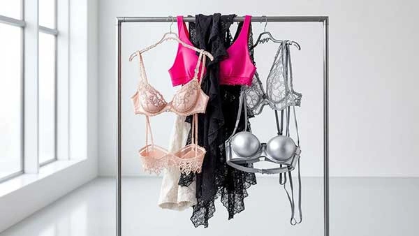 An array of trendy bra accessories showcasing various styles and colors.