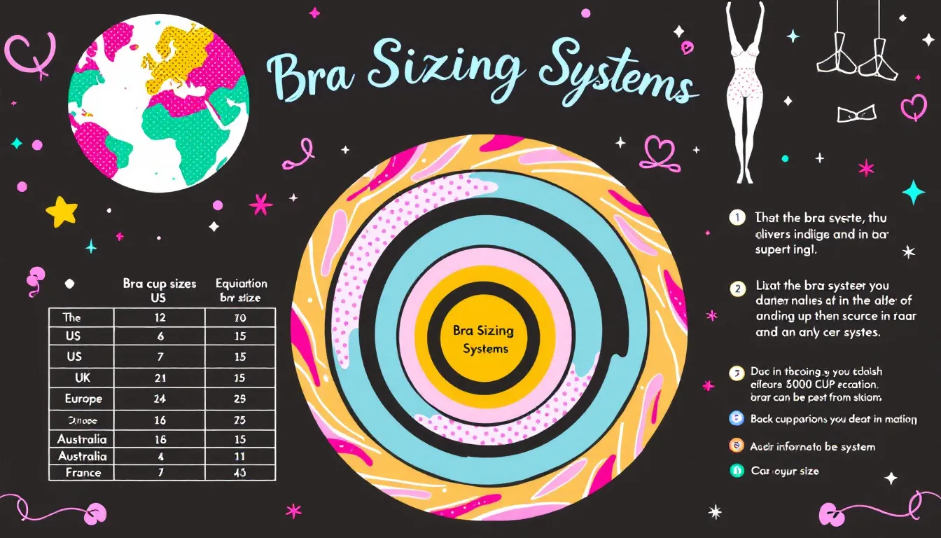 A chart comparing international bra sizing systems.