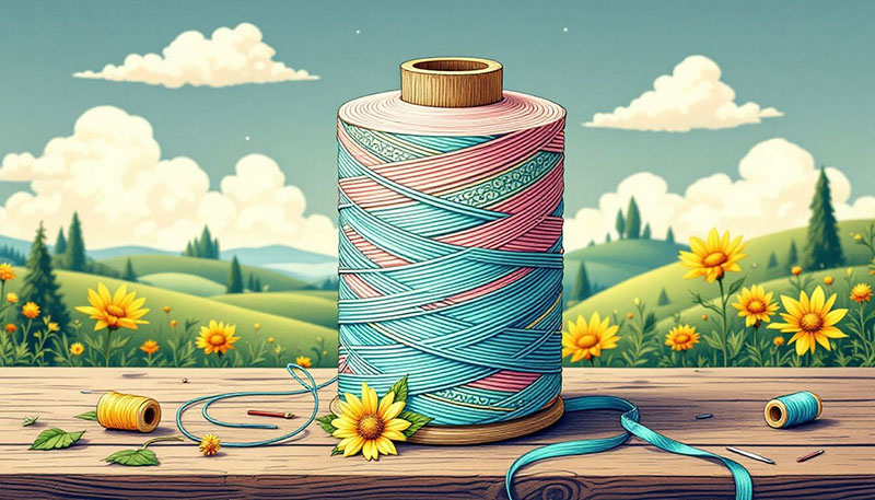 Quality sewing thread displayed for importance.