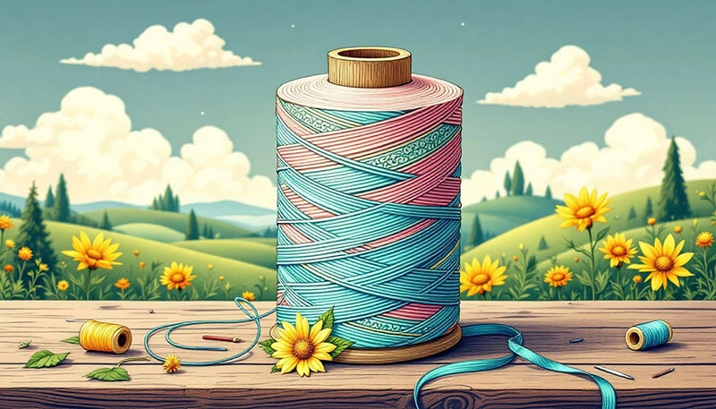 Quality sewing thread displayed for importance.