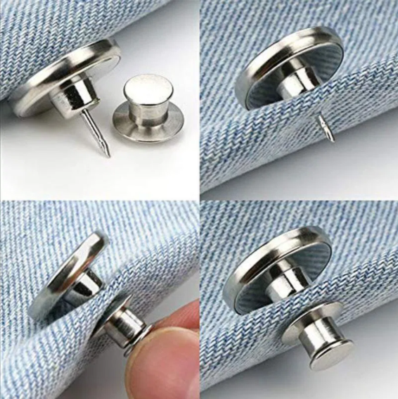 Alfileres de botones instantáneos ajustables para jeans