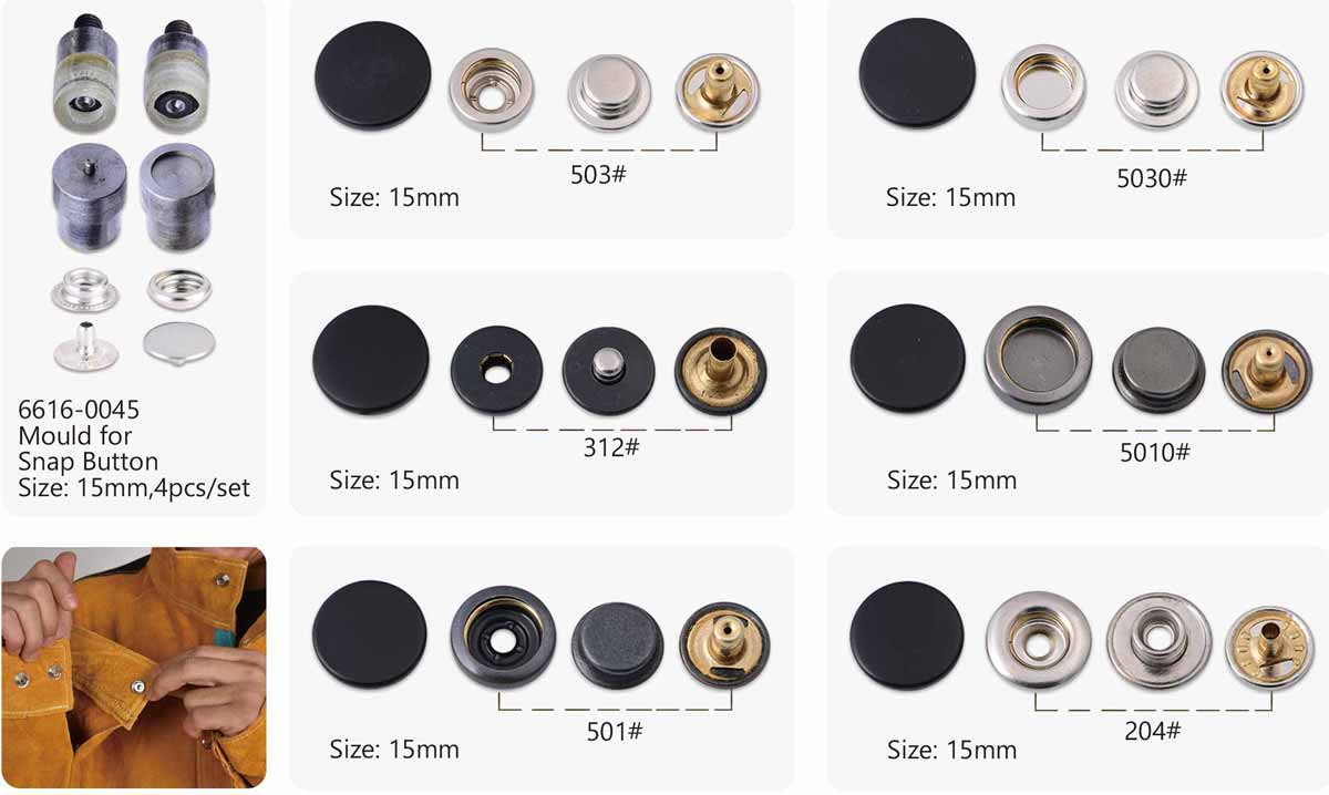 Trimming Shop 15mm S Spring Press Studs Snap Fasteners Plastic Cap with Silver Metal Back Snap Buttons - White, 10pcs, Size: 15mm with Fixing Tool