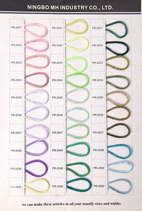 satin polyester cord color card