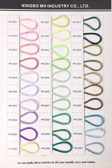 satin polyester cord color card