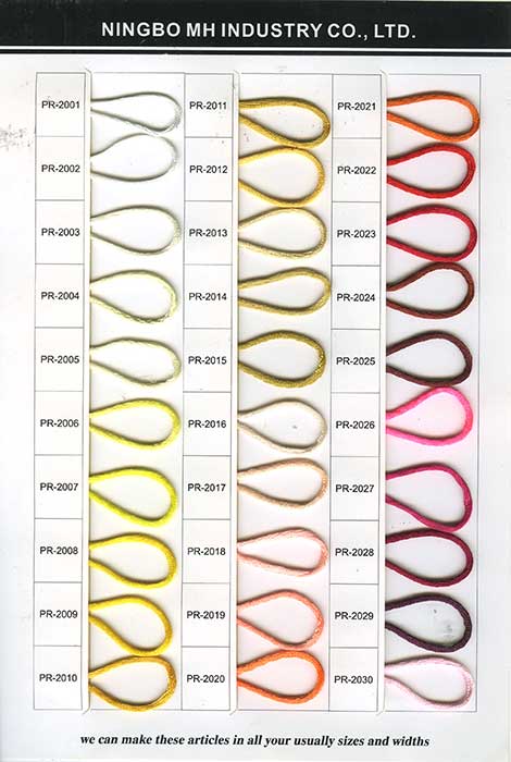 satin polyester cord color card