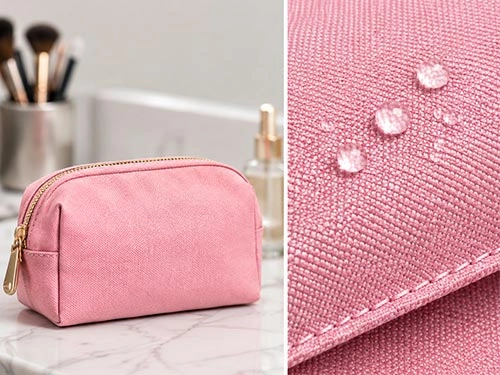 Pink 300D Oxford fabric for cosmetic bags and small pouches with water-resistant coated surface detail