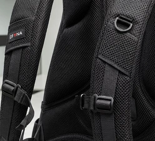 Breathable mesh fabric for backpack back panels and shoulder straps with air permeable structure