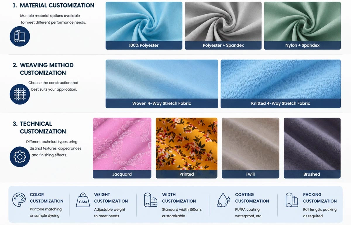 four way spandex fabric customization service
