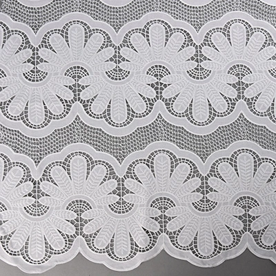 Scalloped Edge Laser Cutted Polyester Embroidered Lace Fabric