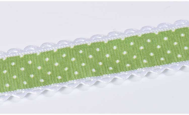 green polka dot grosgrain ribbon