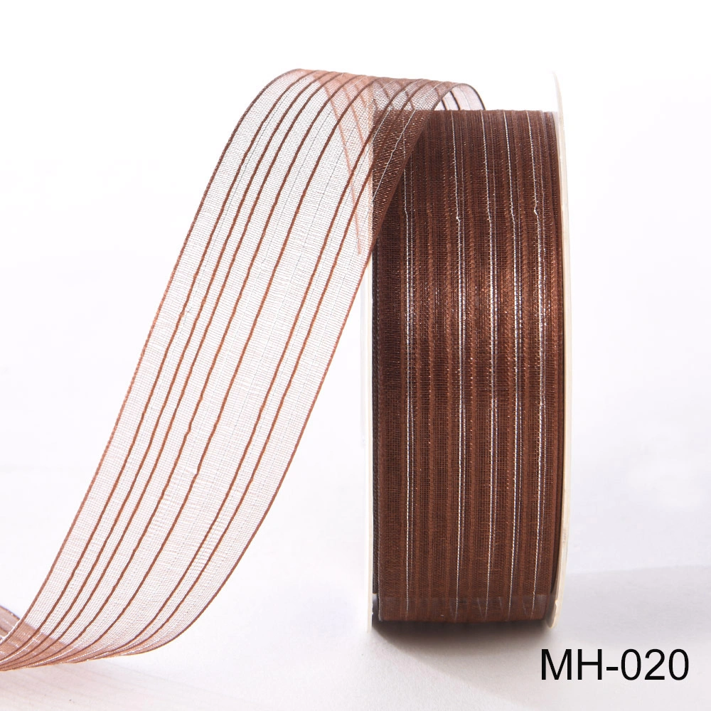 brown striped organza ribbon