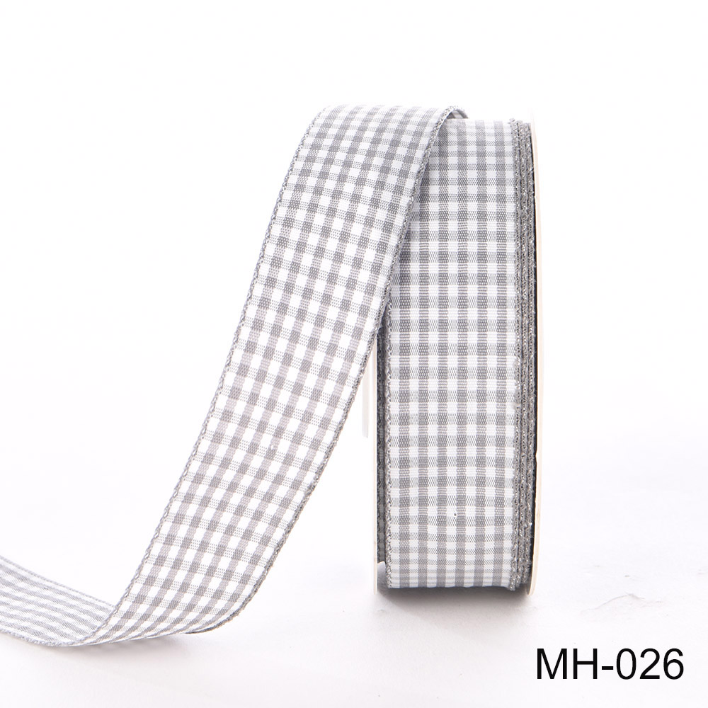 grey plaid ribbon