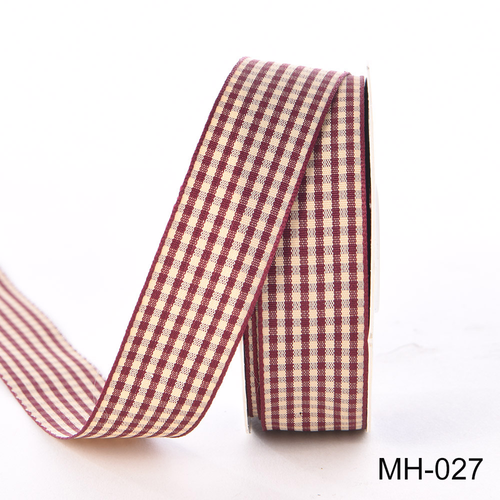 burgundy plaid ribbon