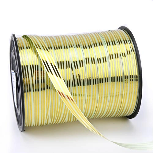 Solid Color Ribbon with Four Foil-Stamped Gold Lines balloon curling ribbon Solid Color Ribbon with Four Foil-Stamped Gold Lines balloon curling ribbon