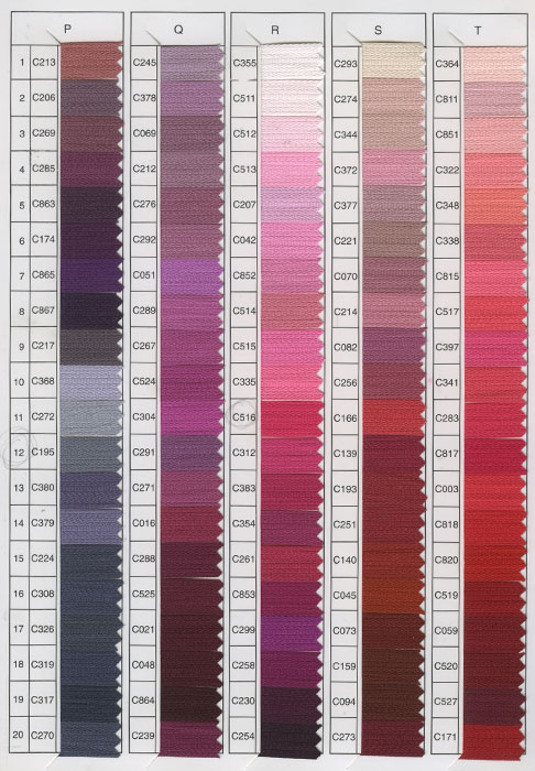 zipper color card