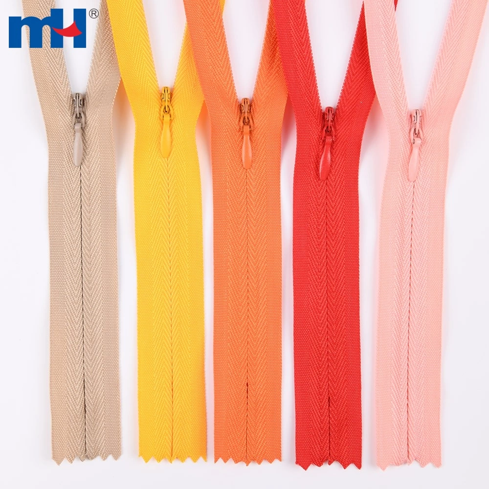 5pcs Invisible Zipper Nylon Coil Hidden Zipper Close End Lace Tape With  Drop Of Slider Clothing