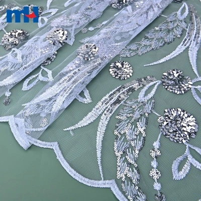 3D Embroidery Sequins Lace Fabric