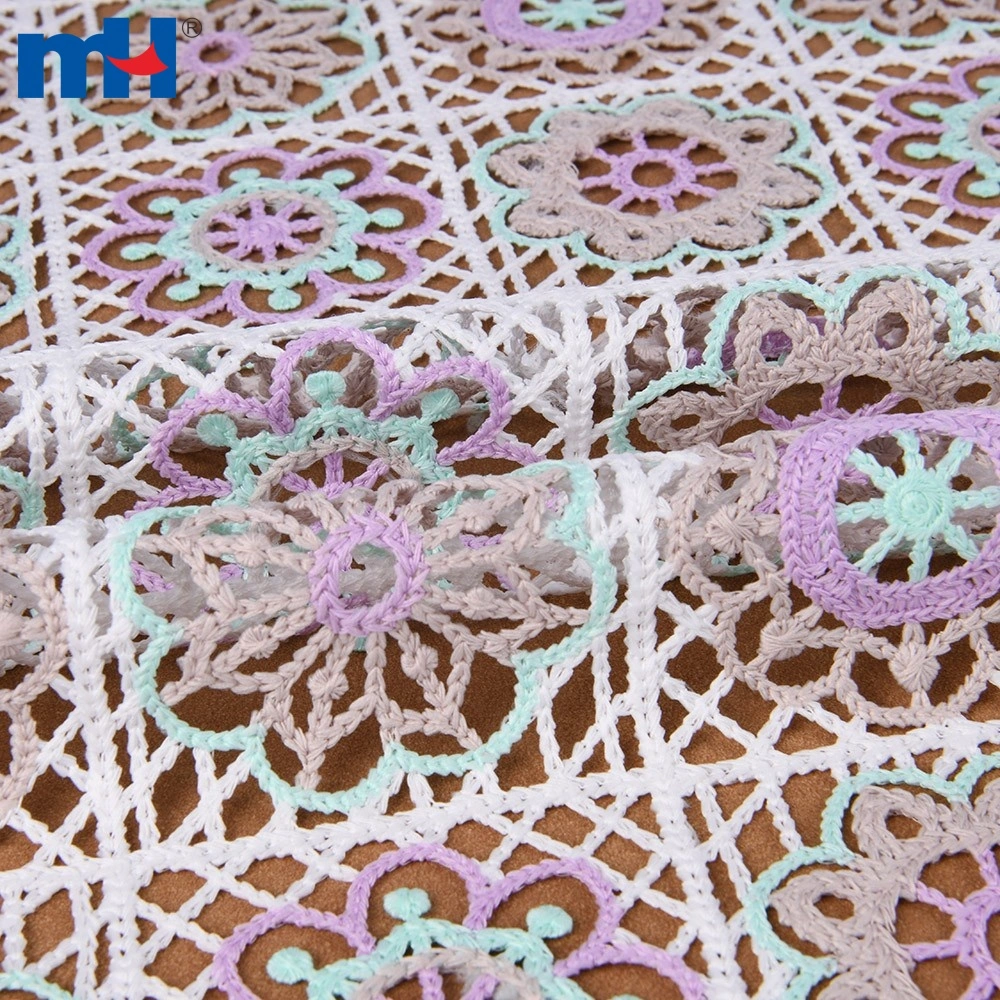 Multi Color Polyester Guipure Chemical Lace Fabric