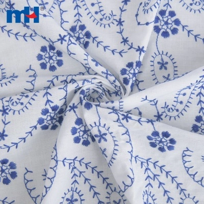 Cotton Lace Fabric with Embroidered Patterns