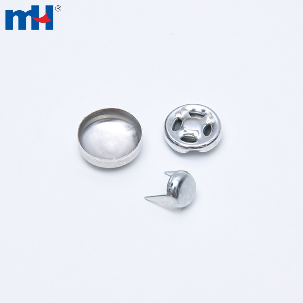 Button cover, imitation nickel-plated brass, 18mm round. Sold per