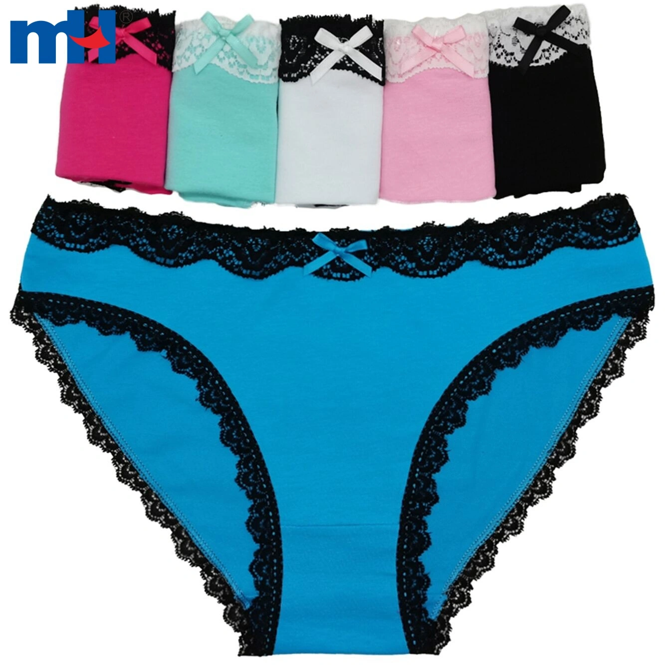 M/L/XL Women Cotton Leopard Print Briefs with Lace Trim