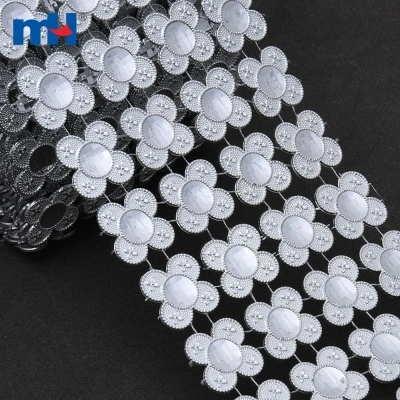 4 Rows Rhinestone Mesh Ribbon Wrap