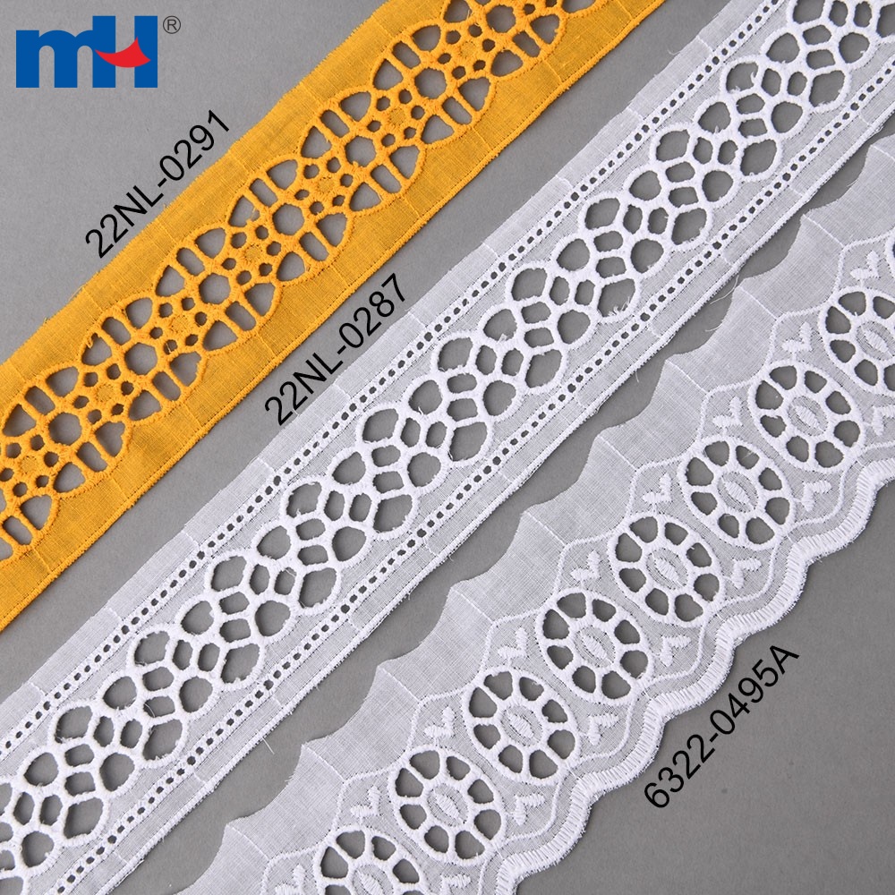 French Embroidery 100% Cotton White Eyelet Lace Trim - China Cotton Lace  Trim and Cotton Lace price