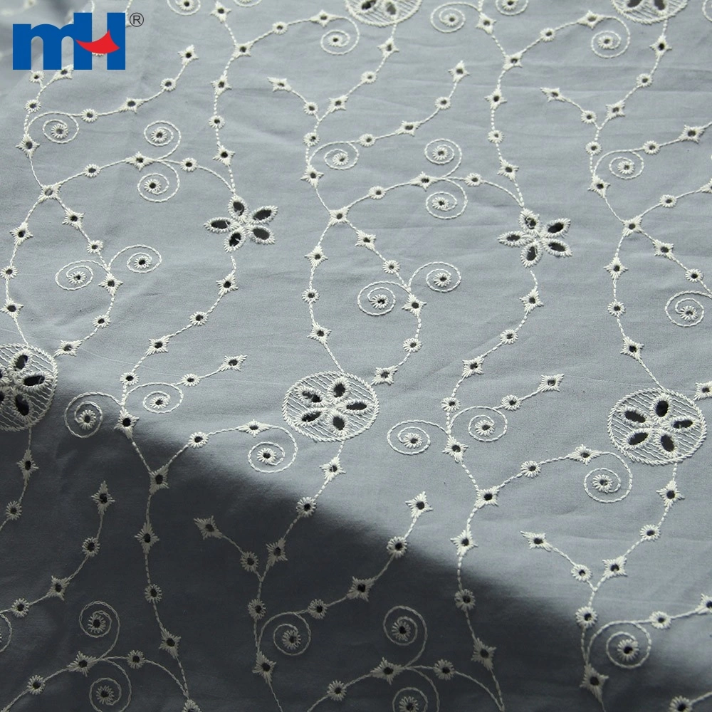 Embroidered Fabric made with thread embroidery on a cotton voile fabric