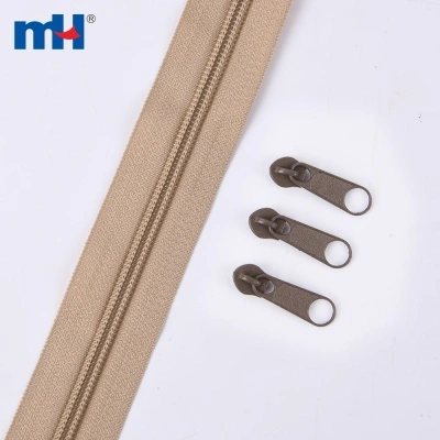 #5 Long Chain Nylon Zipper with Non-Lock Sliders