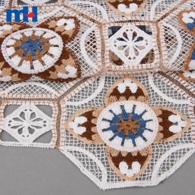 Octagon Ethnic Boho Embroidery Lace Fabric