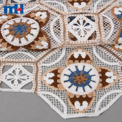 Octagon Ethnic Boho Embroidery Lace Fabric
