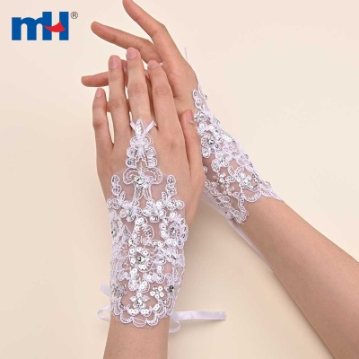 Sequins Fingerless Tulle Wedding Gloves