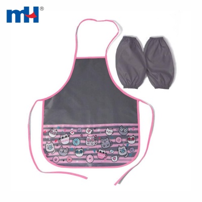 53x44.5cm Cartoon Apron and Oversleeve Set 2 Pockets