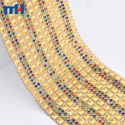 16-Row Rhinestone Diamond Mesh Ribbon Wrap