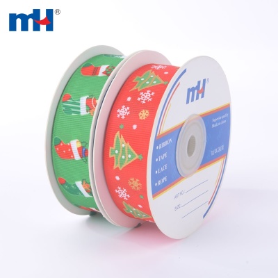 Grosgrain Tape Printed with Christmas Elements