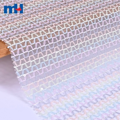 Pastel Colors Striped Mesh Lace Fabric