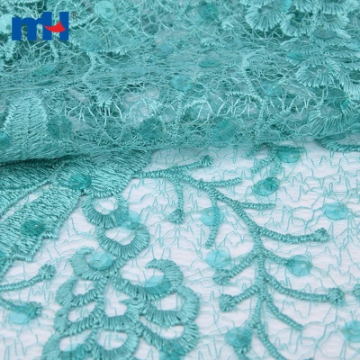 Embroidered Sequins Tulle Net Fabric