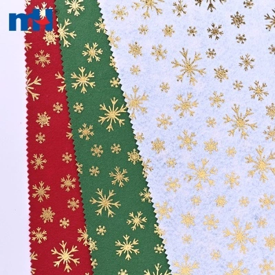 Metallic Gold Snowflake Felt Fabric