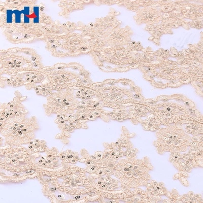 Wedding Corded Lace Fabric with Sequin