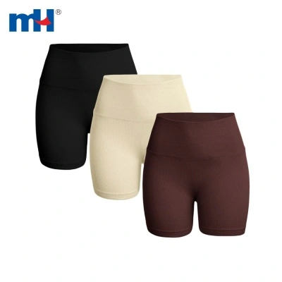 Seamless High-Waist Ribbed Yoga Shorts