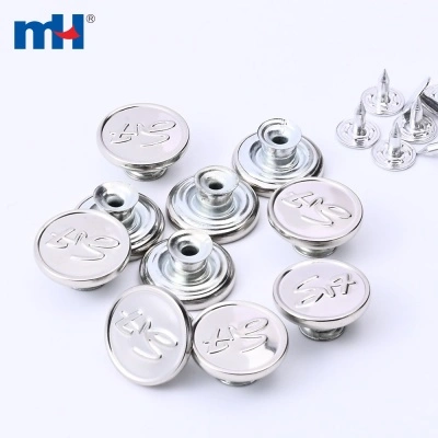 Embossed Silver Metal Tack Button for Jeans