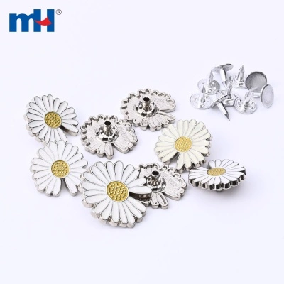 Metal Tack Button with Daisy Design
