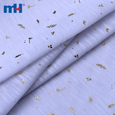 Gold Foil Slub Single Jersey Fabric