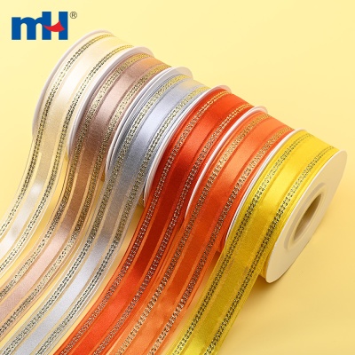 1 Inch Organza Edge Satin Ribbon with Metallic Thread
