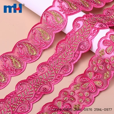 Organza Lace Trim with Rhinestone